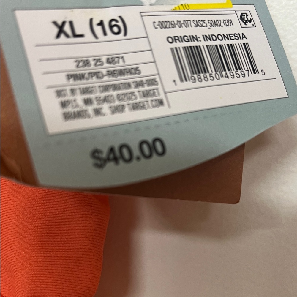 Shade & Shore XL/16 Coral Pink One Piece Swimsuit, Full Coverage, New, Vacation - Picture 7 of 7
